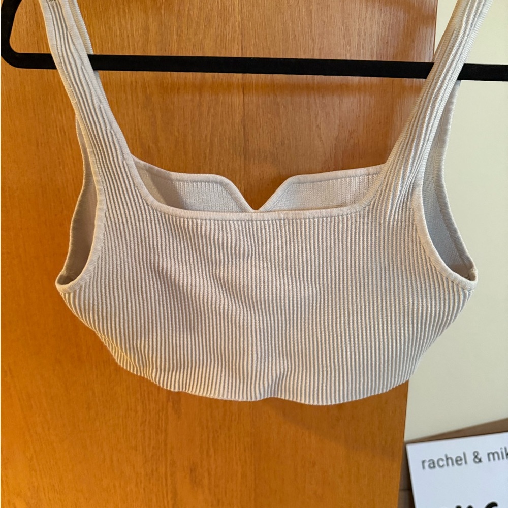 Cream Ribbed Crop Top - Picture 3 of 3